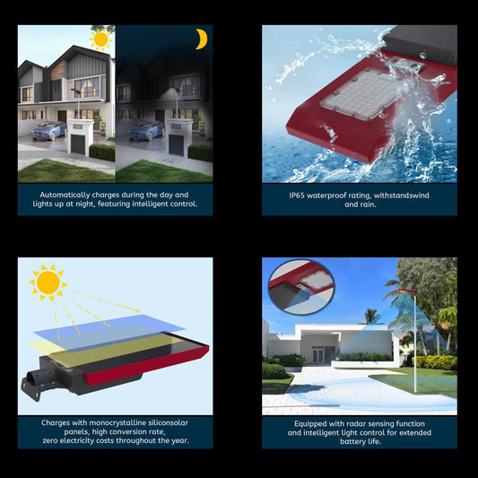 Hegron solar street light 12v 3030led chips IP65 waterproof outdoor light